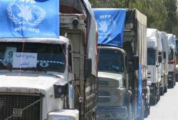A World Food Programme aid convoy in Syria