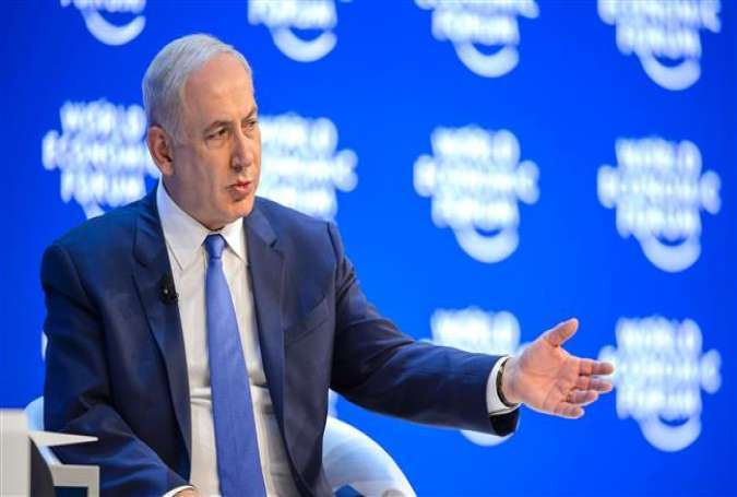 Israeli PM Benjamin Netanyahu gestures as he attends a conference at the World Economic Forum annual meeting in Davos, Jan. 21, 2016.