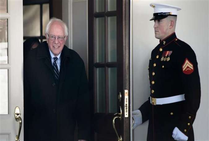 Democratic presidential candidate, Senator Bernard Sanders leaves the West Wing of the White House after a meeting with US President Barack Obama in Washington, DC, January 27, 2016.