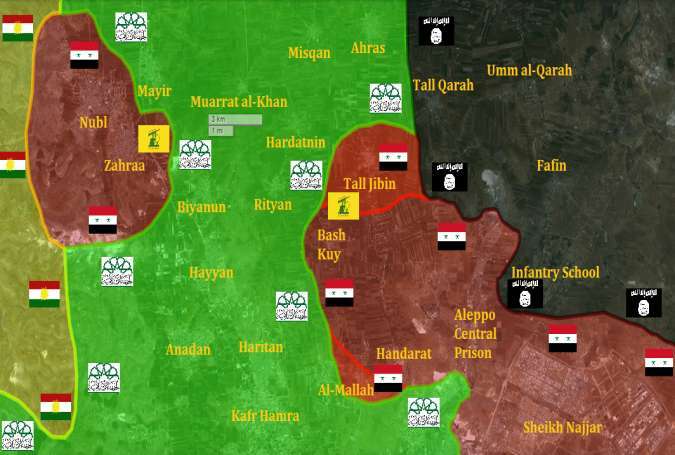 Peta perang di Nubl dan al-Zahraa