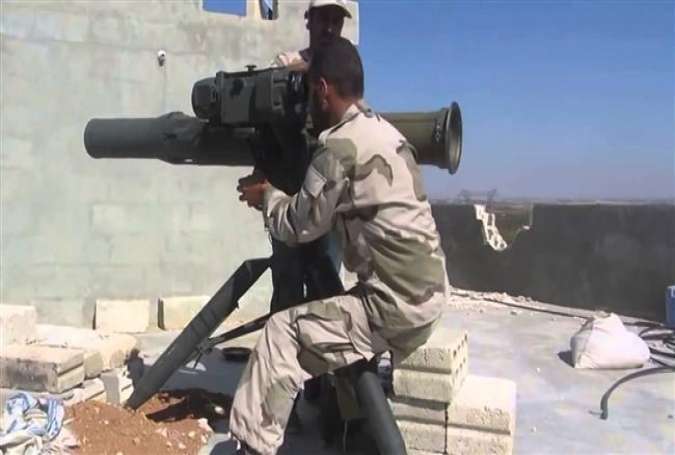 This screen grab shows a so-called Free Syrian Army militant operating a US-made BGM-71 TOW missile in Syria.