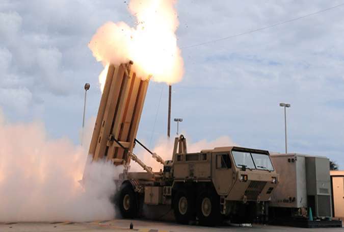 The launch of the Terminal High Altitude Area Defense (THAAD) missile during a test.