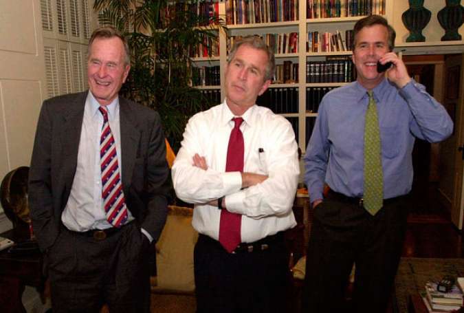 Jeb Bush, his father and brother watch the results of the 2000 election