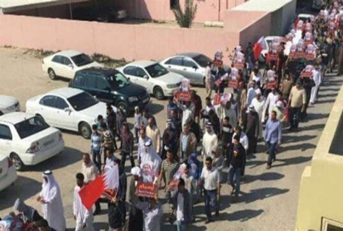 People stage an anti-regime demonstration in the island of Sitra, Bahrain, February 19, 2016.