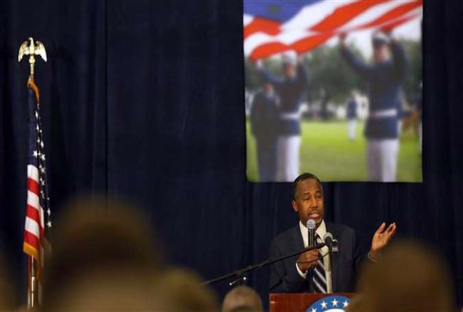 Republican presidential candidate Ben Carson speaks to cadets at the Citadel on February 19, 2016 in Charleston, South Carolina.