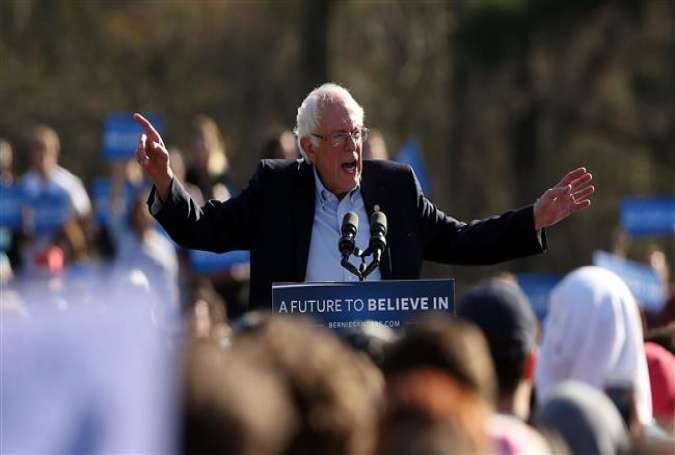 Democratic Presidential candidate Bernie Sanders speaks to supporters in the Brooklyn borough of New York City, April 17, 2016.