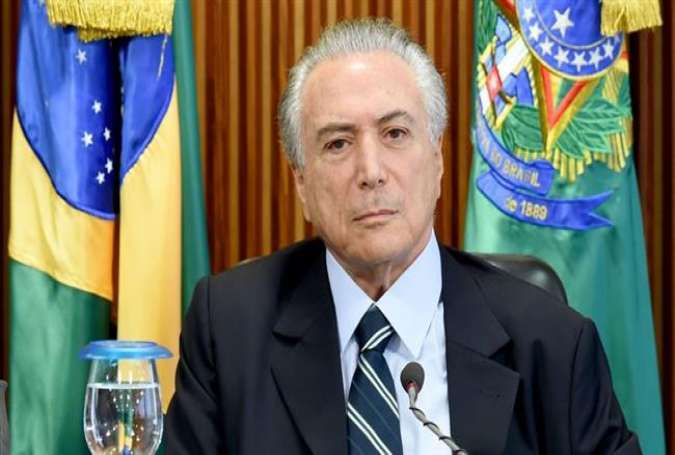 Brazilian acting President Michel Temer is seen during the first cabinet meeting in the capital Brasilia on May 13, 2016.