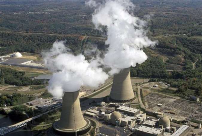 Beaver Valley Power Station in Pennsylvania, showing evaporation from the large cooling towers.