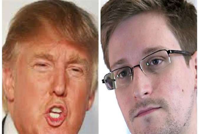Edward Snowden ribbed Donald Trump for declining a debate with Democratic candidate Bernie Sanders.