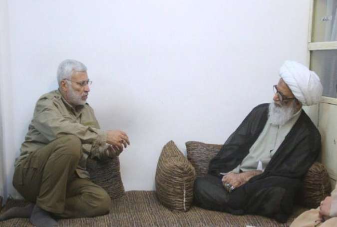 آیت اللہ العظمٰی شیخ بشیر حسین النجفی سے قائد الحشد الشعبی الحاج ابو مہدی المہندس کی ملاقات