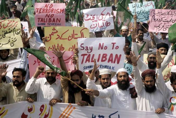 سنی تحریک کا لاہور پریس کلب کے سامنے مظاہرہ، امریکہ کو عالمی دہشتگرد قرار دینے کا مطالبہ