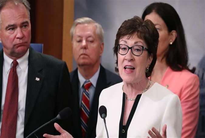 US Republican Senator Susan Collins speaks during a news conference on Capitol Hill, on June 21, 2016 in Washington, DC.