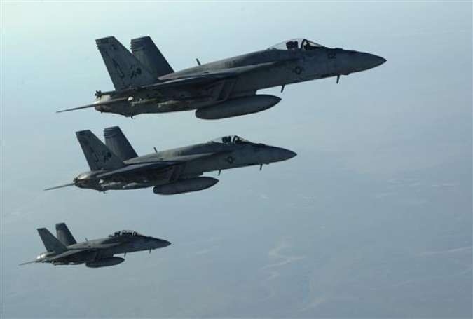 A formation of US Navy F-18E Super Hornets fly over northern Iraq after conducting a series of strikes against purported Daesh targets in Syria.