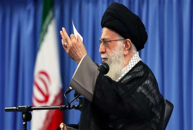 Leader of the Islamic Revolution Ayatollah Seyyed Ali Khamenei addresses people on the occasion of Eid al-Ghadeer, in Tehran, September 20, 2016