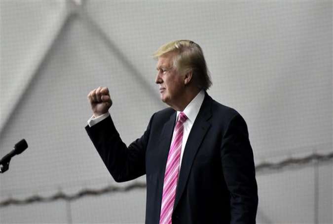Republican presidential nominee Donald Trump gestures following a rally at Spooky Nook Sports center in Manheim, Pennsylvania, October 1, 2016.