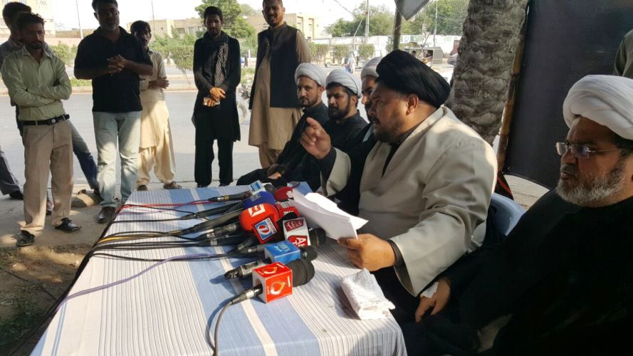 کراچی، نمائش چورنگی پر شیعہ علماء کونسل سندھ کی ہنگامی پریس کانفرنس