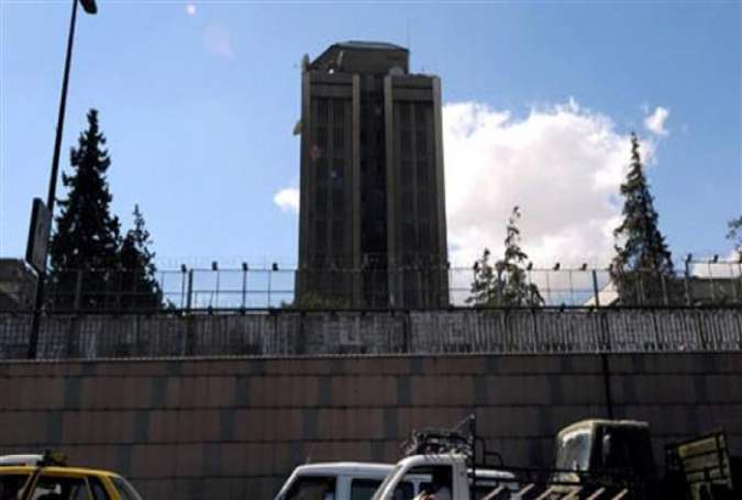 The file photo shows a view of the Russian embassy premises in Damascus, Syria.