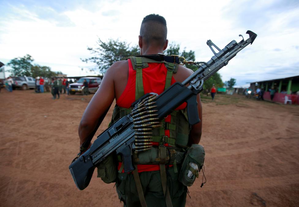 A FARC fighter arriving at the camp where they prepare for an upcoming congress ratifying a peace deal with the government, near El Diamante in Yari Plains, Colombia, September 16, 2016.