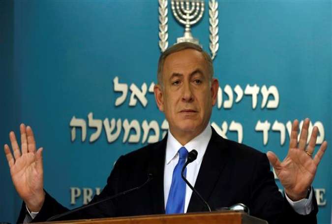 Israeli Prime Minister Benjamin Netanyahu delivers a speech at his office in Jerusalem al-Quds on December 28, 2016.