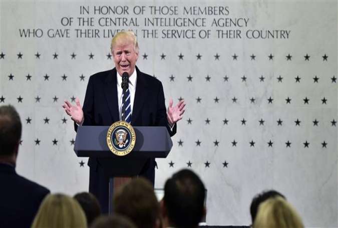 US President Donald Trump speaks at CIA Headquarters in Langley, Virginia, on January 21, 2017.