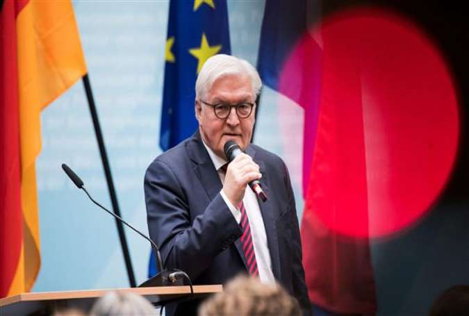 German Foreign Minister Frank-Walter Steinmeier talks during the opening of the 14th German-Dutch Forum, focused this year on migration and integration, in Berlin, on January 17, 2016.