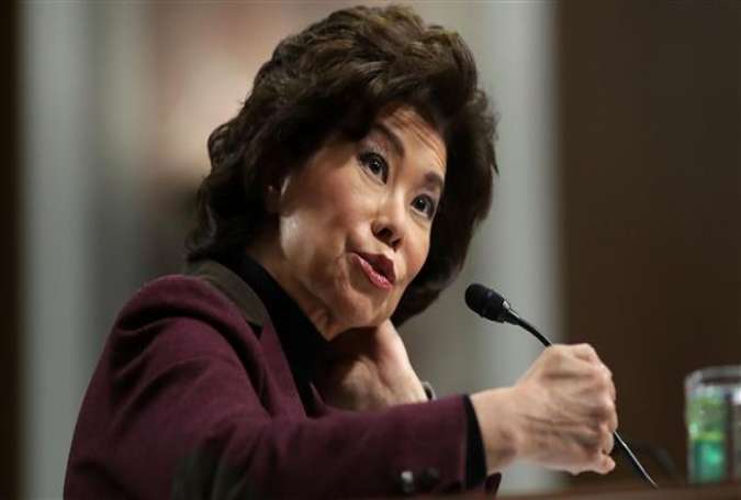 Elaine Chao testifies during her confirmation hearing to be the next US secretary of transportation before the Senate Commerce, Science and Transportation Committee in the Dirksen Senate Office Building on Capitol Hill on January 11, 2017 in Washington, DC.