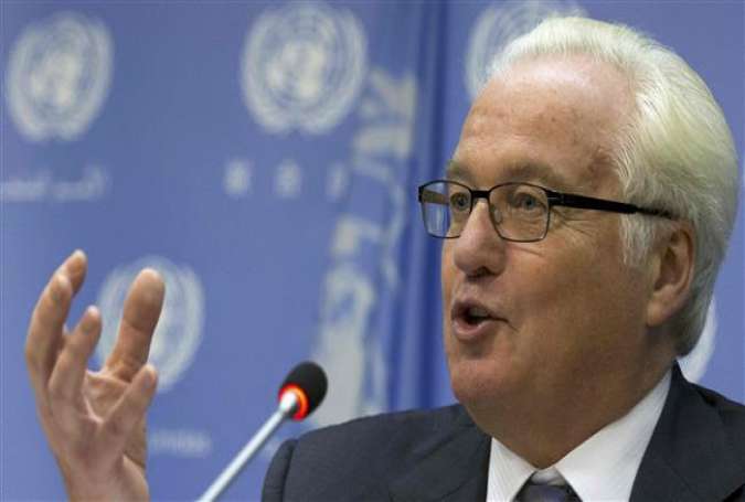 This file photo shows late Russian Ambassador to the United Nations Vitaly Churkin speaking during a news conference at the UN headquarters in New York, US.