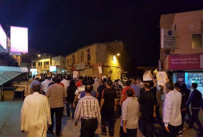 تظاهرات شبانه مردم السنابس بحرین در حمایت از آیت‌الله عیسی قاسم