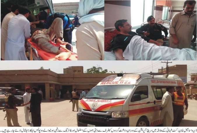 ڈی آئی خان، پولیس موبائل پر دہشتگردوں کا حملہ، 2 اہلکار زخمی، 2 دہشتگرد ہلاک