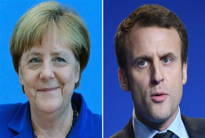 This combination of photos shows German Chancellor Angela Merkel (L) and French presidential candidate for the “En Marche!” movement Emmanuel Macron. (By AFP)