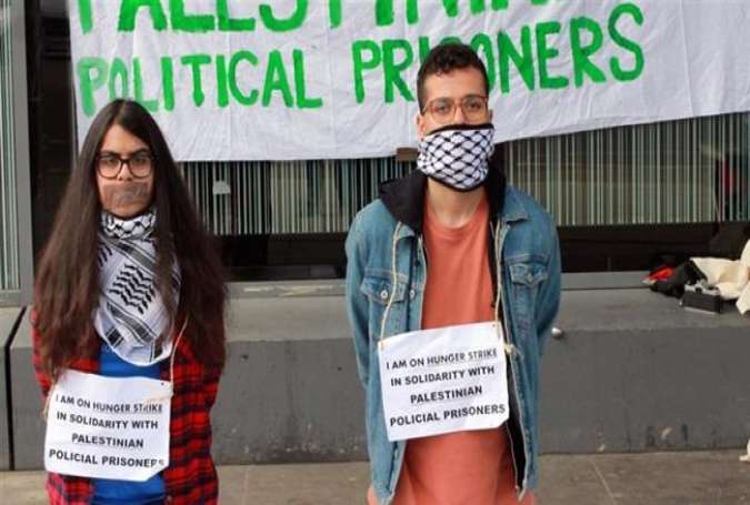 Students at the University of Manchester go on a hunger strike in solidarity with Palestinian prisoners in Israeli jails. (Photo by )