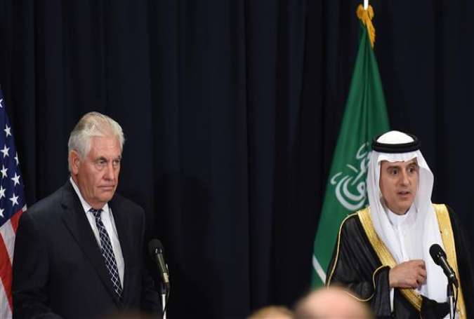 US Secretary of State Rex Tillerson (L) and Saudi Minister of Foreign Affairs Adel al-Jubeir hold a press conference in Riyadh on May 20, 2017. (Photo by AFP)
