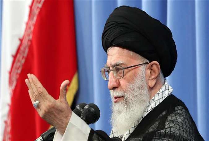 Leader of the Islamic Revolution Ayatollah Seyyed Ali Khamenei speaks during a Quranic meeting in Tehran on May 27, 2017.