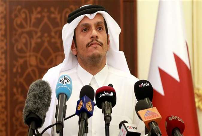 Qatari Foreign Minister Sheikh Mohammed bin Abdulrahman Al Thani gives a press conference in Doha, May 25, 2017. (Photo by AFP)