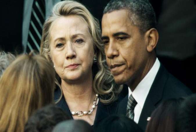 Former US Secretary of State Hillary Clinton and former President Barack Obama