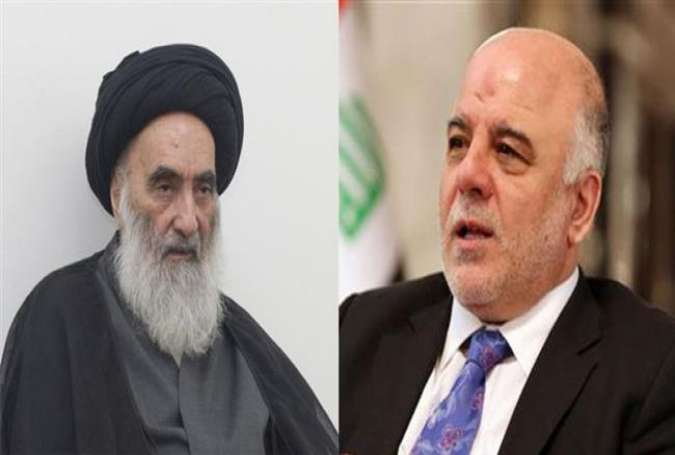 A combo image of Iraqi Prime Minister Haider al-Badi (R) and top Shia cleric Grand Ayatollah Ali al-Sistani