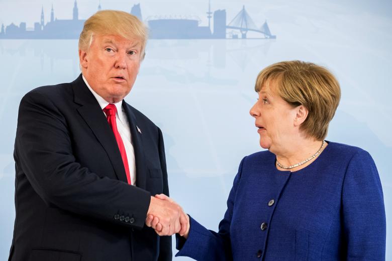German Chancellor Angela Merkel meets U.S. President Donald Trump on the eve of the G20 summit.