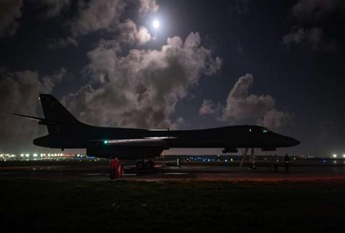 A US Air Force B-1B Lancer prepares for take-off from Andersen Air Force Base, Guam, to conduct a sequenced bilateral mission with South Korean F-15 and Koku Jieitai (Japan Air Self-Defense Force) F-2 fighter jets, July 7, 2017. (Photo by AFP)