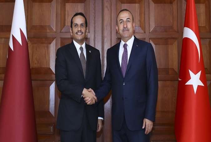 Turkish Foreign Minister Çavusoglu, right, with his Qatari counterpart Abdulrahman Al Thani in Ankara, Friday July 14, 2017