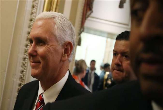 US Vice President Mike Pence leaves a meeting with Senate Republicans before it was announced that a health care vote will be delayed, on Capitol Hill, June 27, 2017 in Washington, DC. (Photo by AFP)