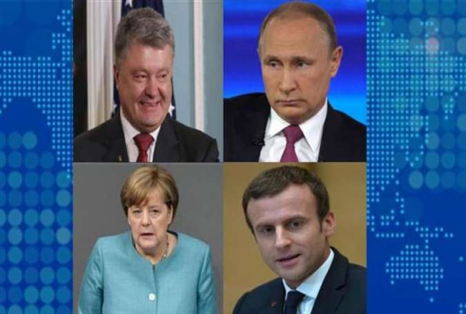 Leaders of Germany, Russia, Ukraine and France.