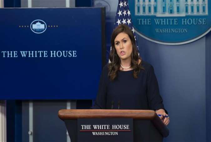 White House Press Secretary Sarah Huckabee Sanders speaks during the daily press briefing in the Brady Press Briefing Room of the White House in Washington, DC, July 26, 2017. (Photo by AFP)