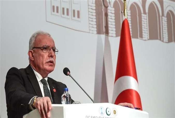 Palestinian Foreign Affairs Minister Riyad al-Maliki holds a press conference after an emergency meeting of the Organization of Islamic Cooperation (OIC) in Istanbul, Turkey, August 1, 2017. (Photo by AFP)