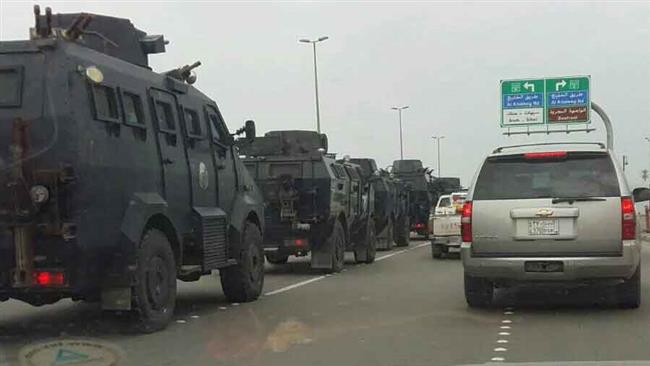 The photo shows Saudi armored vehicles heading to Qatif region, Eastern Province, on January 2, 2016.