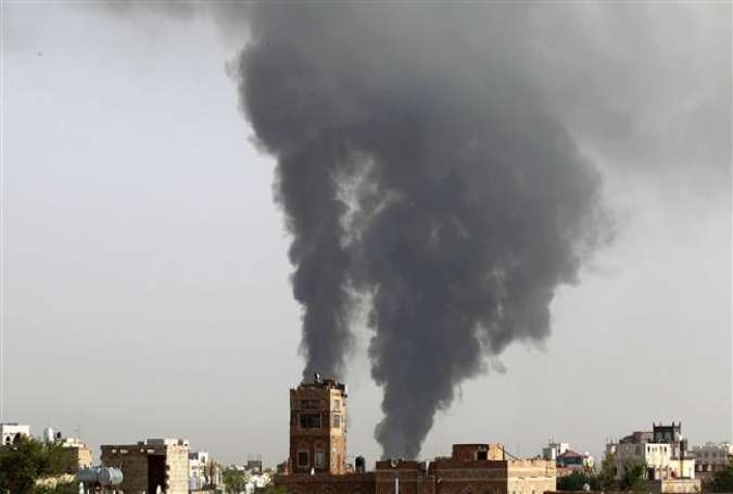 This file photo taken on July 07, 2015 shows smoke billowing following Saudi airstrikes on the Yemeni capital Sana’a. (Photo by AFP)