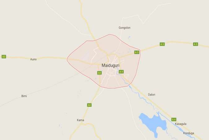 Map Maiduguri, ibu kota negara bagian Borno, Nigeria timur laut