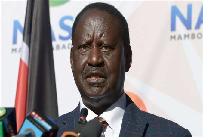 Kenyan opposition leader Raila Odinga gives a press conference on August 16, 2017 at the offices of the National Super Alliance (NASA) coalition in Nairobi. (Photo by AFP)