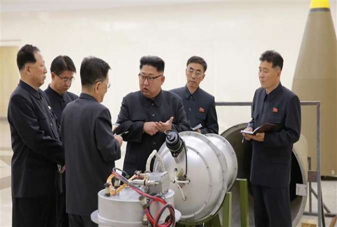 North Korean leader Kim Jong-un provides guidance on a nuclear weapons program in this undated photo released by North Korea