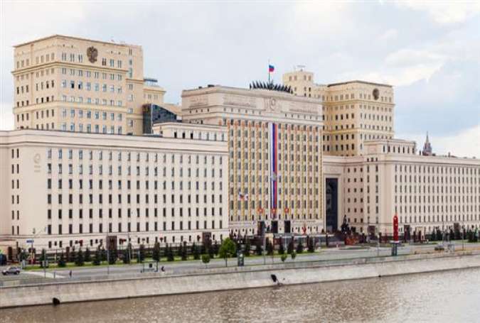 A file photo of the Russian Defense Ministry building in Moscow