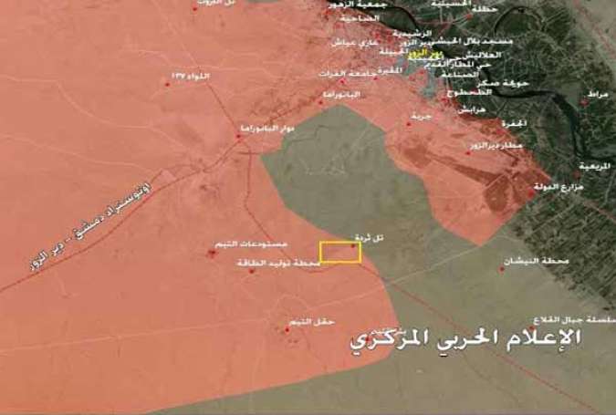 جدیدترین نقشه پیشروی های ارتش سوریه و متحدانش در دیرالزور